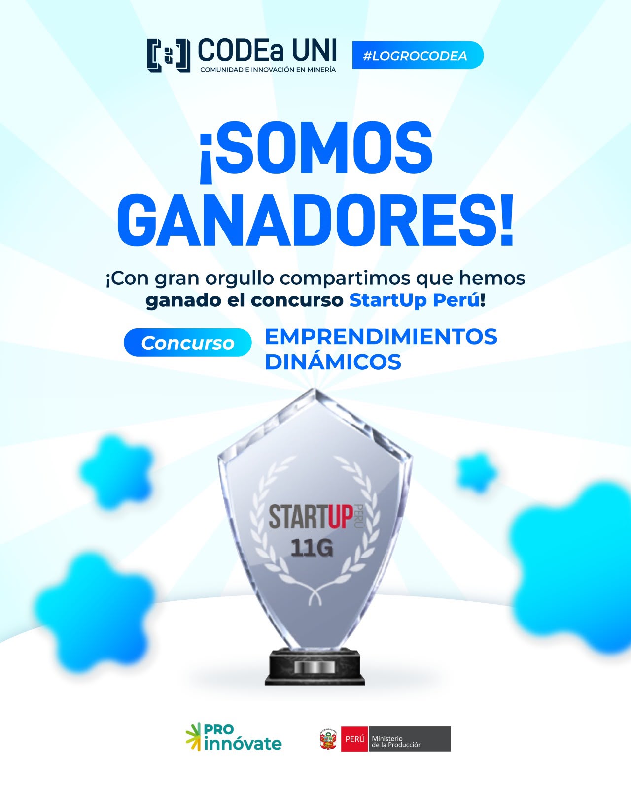 Reconocimiento del equipo CODEa UNI como ganador de StartUp Perú