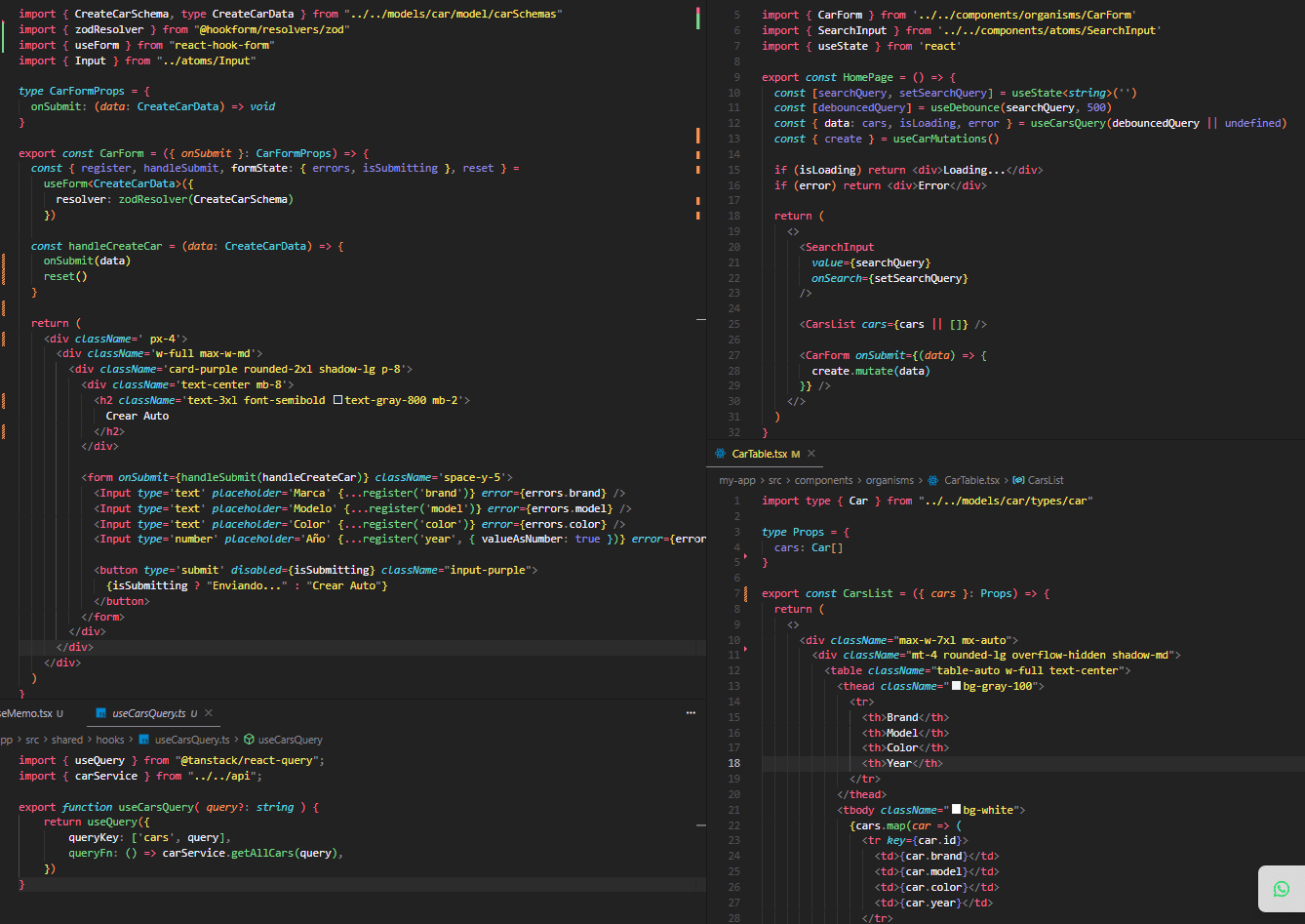 Arquitectura de peticiones HTTP con Axios: instancia singleton, servicios, endpoints y hooks de React Query